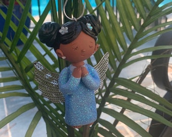 African American Angel Angel,Custom Angel ornament,polymer clay ornaments,African American Angel,handmade clay Angel,Christmas