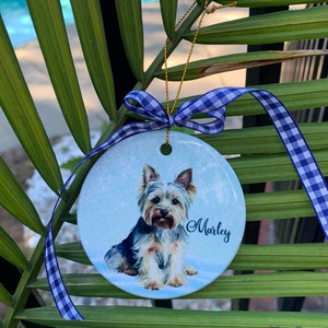Ceramic custom dog ornament ,ornaments,collector's item,handmade,Christmas gifts,pet ornament,paw prints,dogs,gift ideas image 2
