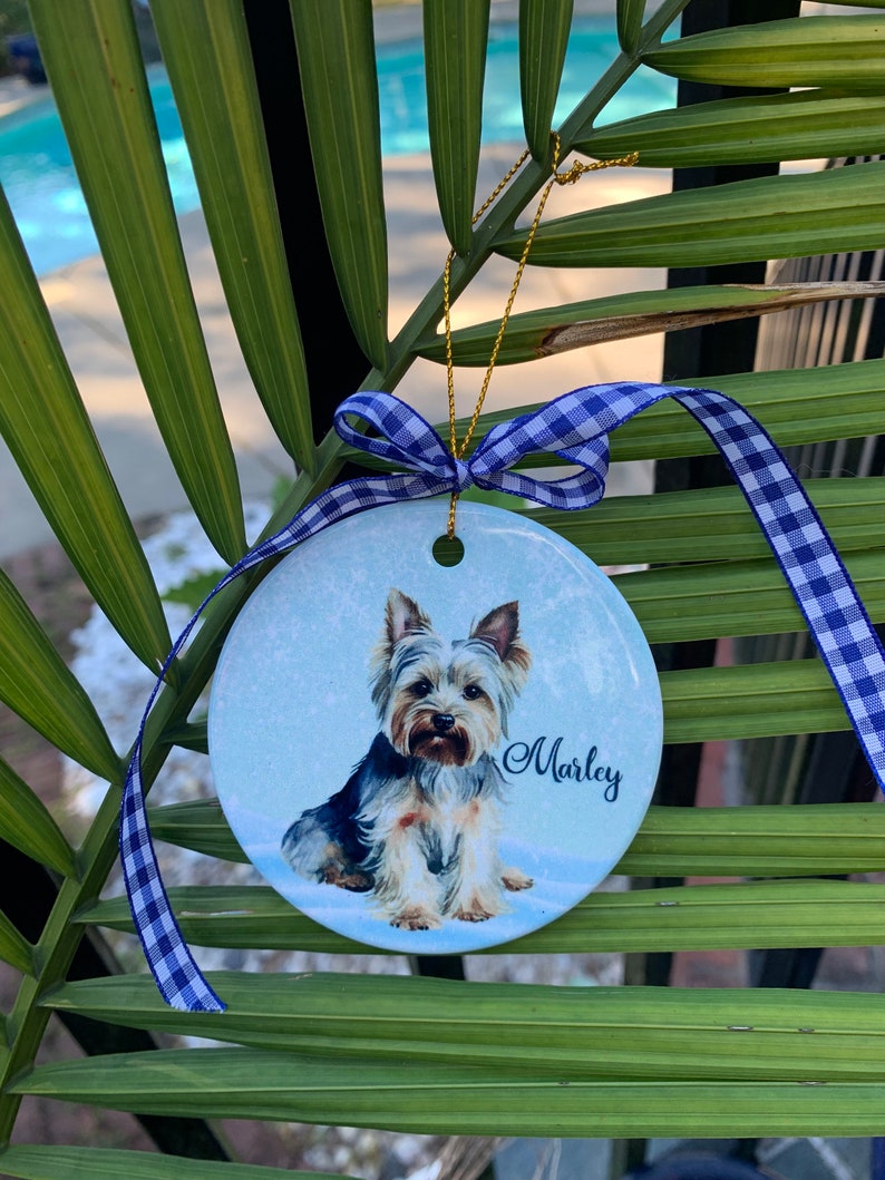 Ceramic custom dog ornament ,ornaments,collector's item,handmade,Christmas gifts,pet ornament,paw prints,dogs,gift ideas image 2