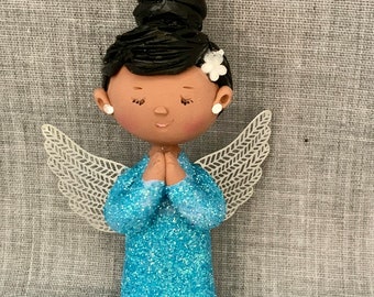 African American Angel Angel,Custom Angel ornament,polymer clay ornaments,African American Angel,handmade clay Angel