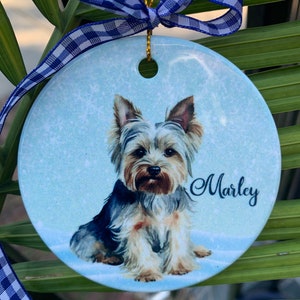 Ceramic custom dog ornament ,ornaments,collector's item,handmade,Christmas gifts,pet ornament,paw prints,dogs,gift ideas image 1