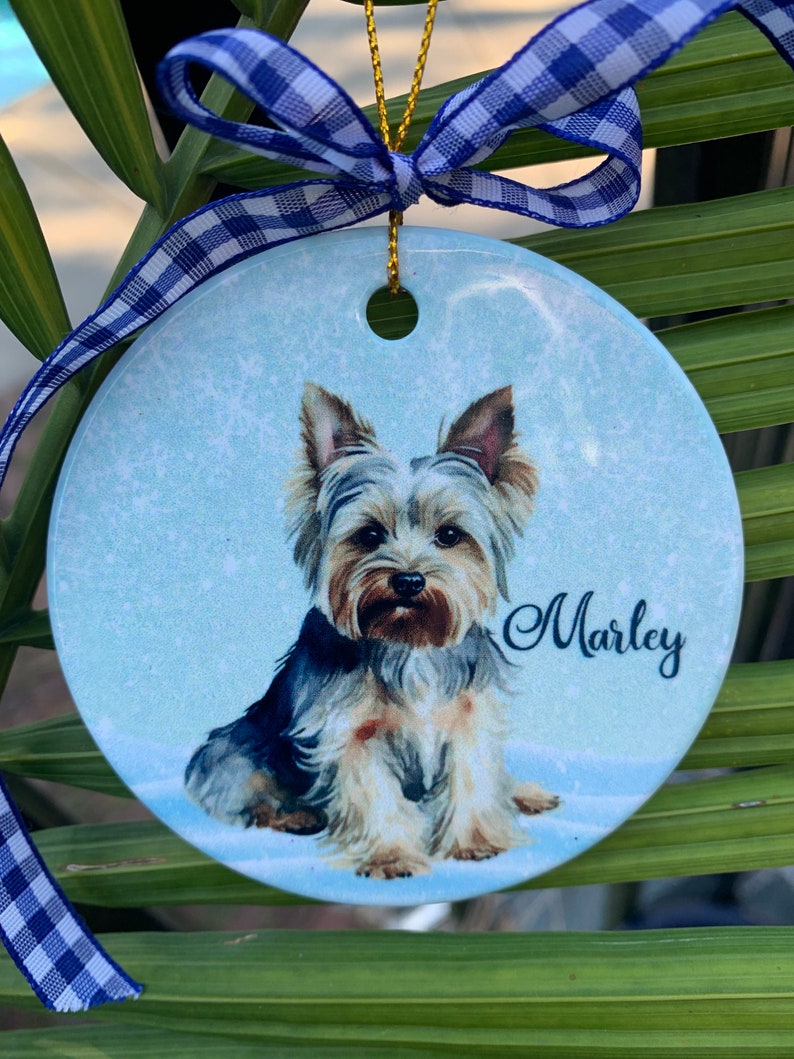 Ceramic custom dog ornament ,ornaments,collector's item,handmade,Christmas gifts,pet ornament,paw prints,dogs,gift ideas image 1