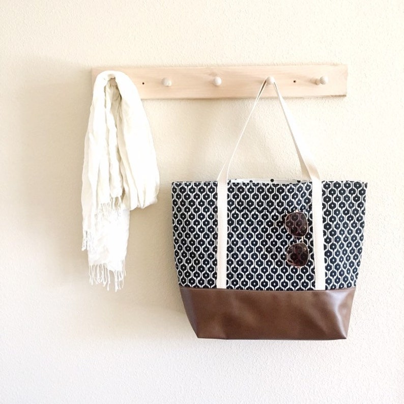 Tote Bag Canvas Tote Bag Tote Bag with Zipper Large Canvas Tote Bag Tote Bag with Pockets Tote Bag evjf Black patterned Tote Bag