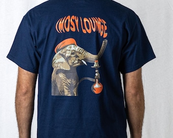 Elephant navy blue two-side printed t shirt streetwear urban tee animal women loose fit college club party tshirt birthday Xmas gift for him