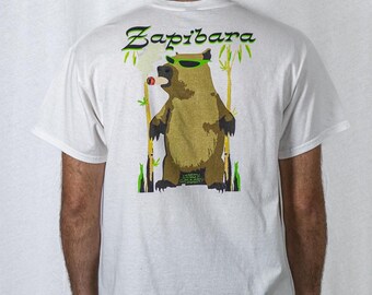 Capybara white two-side printed unisex t shirt streetwear urban tee animal women loose fit bachelor college party tshirt birthday Xmas gift