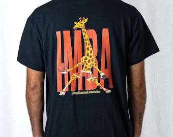 Giraffe basketball unisex two-sided black tshirt streetwear urban tee animal women loose fit college party tshirt birthday Xmas gift for him