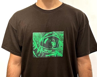Monkey cosmonaut black unisex tshirt streetwear funny tee college club bachelor party tshirt woman loose fit Xmas birthday gift for him her