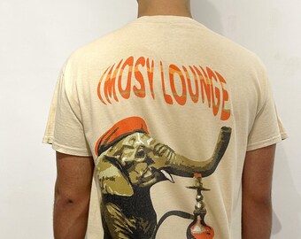 Elephant beige two-side printed t shirt streetwear urban tee animal women loose fit college club party tshirt birthday Xmas gift for him