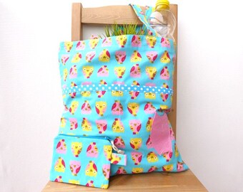 Shopping bag + cotton pouch, market eco bag zipped pouch eco friendly bag