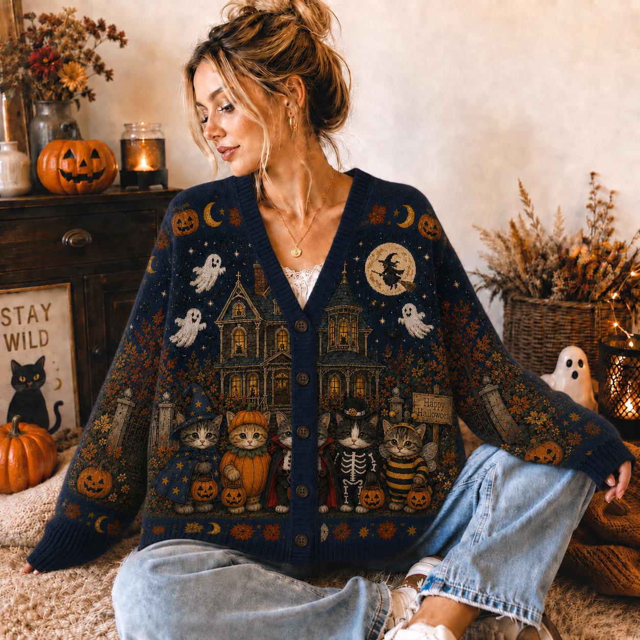 Cat Cardigan Vintage - Etsy