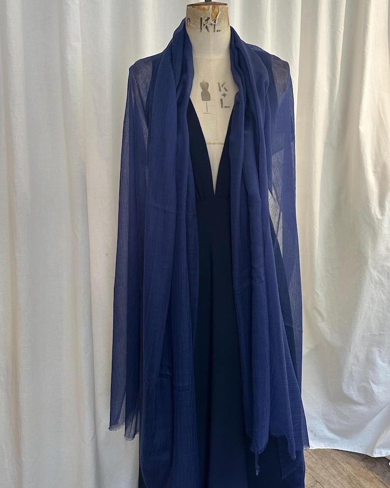 Navy blue Cashmere Shawl, Sheer Lightweight Evening Wrap, 100% Cashmere Stole, Wedding Guest & Mother of the Bride Cover Up