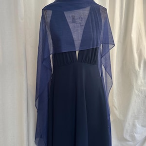 Navy Blue Cashmere Shawl, Sheer Lightweight Evening Wrap, 100% Cashmere Stole, Wedding Guest & Mother of the Bride Cover Up