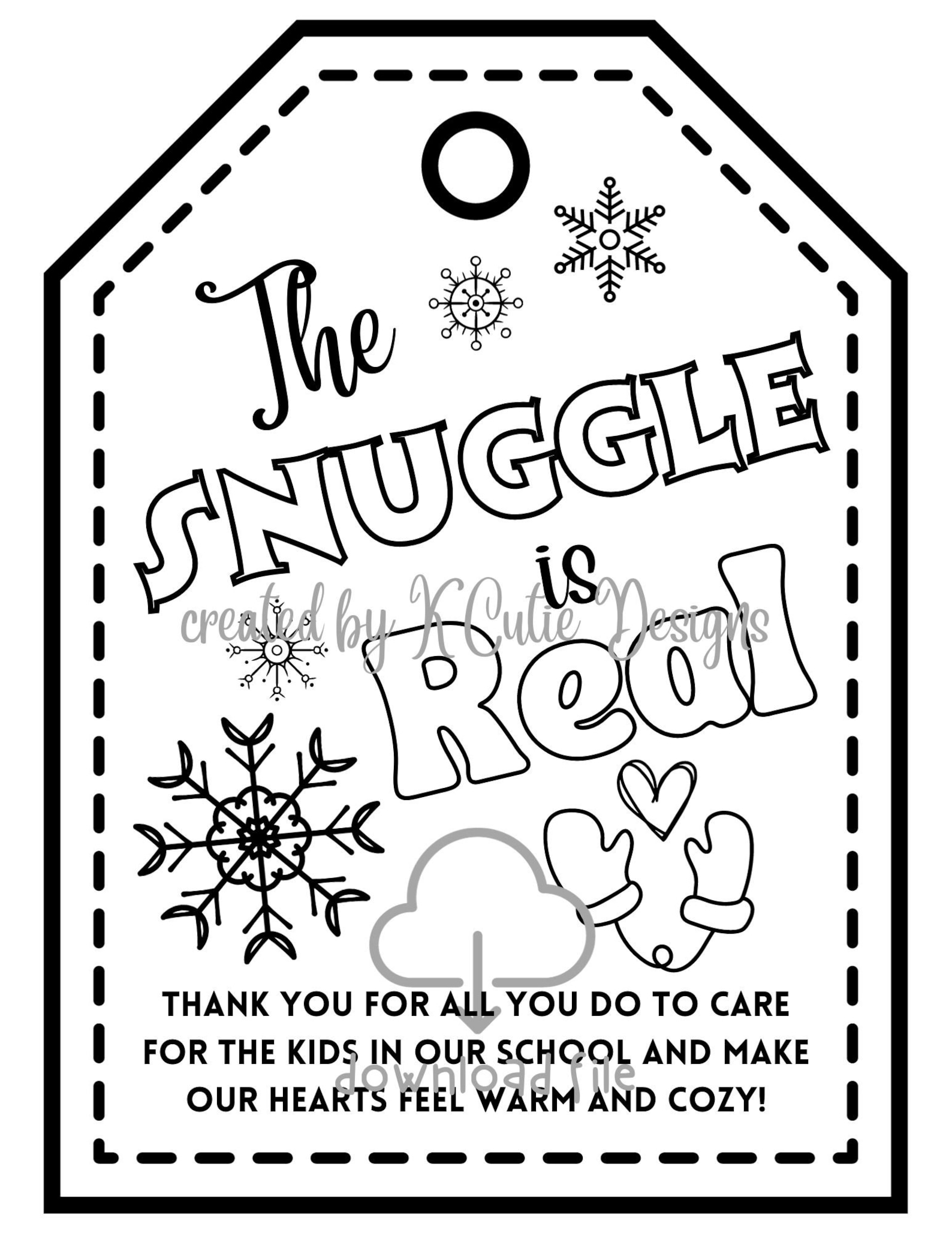 Snuggle is Real Gift Tag Printable DIY Etsy