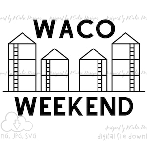 Waco Weekend Silos Skyline Digital Art Instant Download File per Cricut o Silhouette