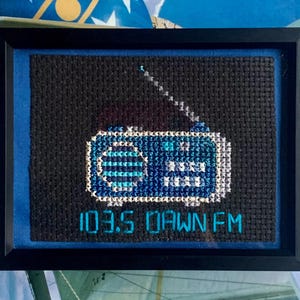 The Weeknd DawnFM Radio Hand-Embroidery 3x4” Framed