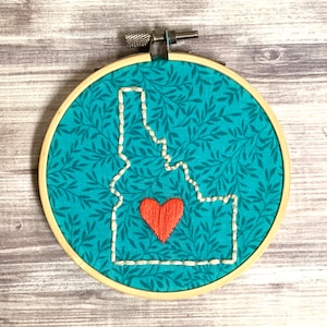 Idaho State Shape Mini Hand-Embroidery 4&quot;