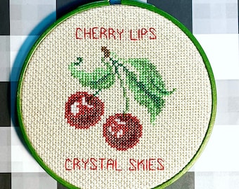 1989 Cherry Lyrics Metallic Embroidery - Handmade Needlepoint