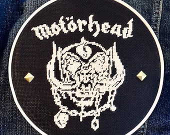 Motörhead Heavy Metal Rock Studded Needlepoint Embroidery - Handmade