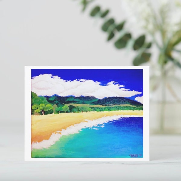 Big Beach Maui Hawaii Original Art Semigloss Postcard
