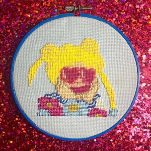 Sailor Moon Usagi Serena Embroidery - Handmade Needlepoint Wall Art
