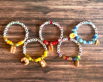 5 Bread Puns Friendship Bracelets - Handmade Set of 5