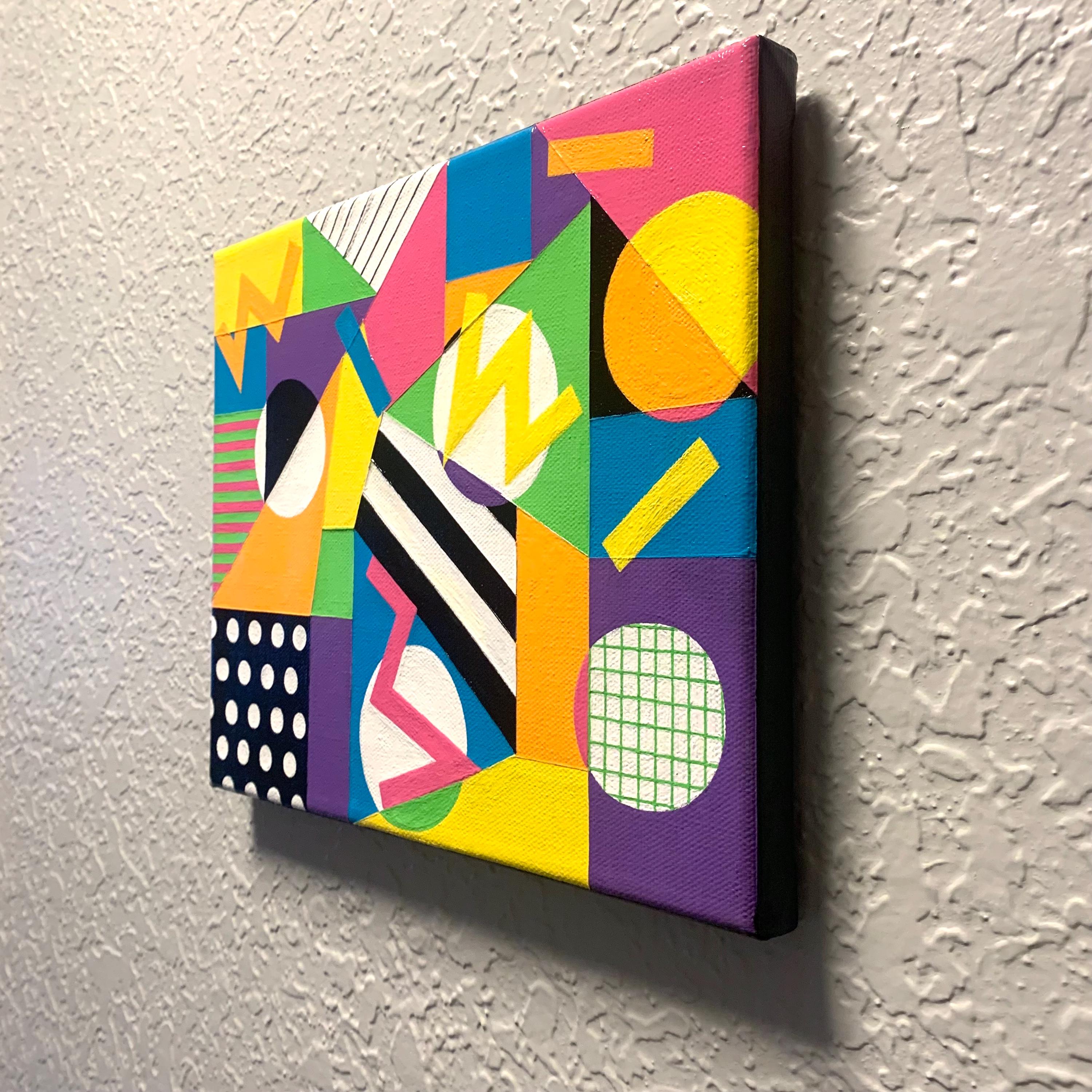 抽象アクリル画 幾何学的形状 80年代の抽象的な幾何学的な絵画 - 8x10” - アクリル画 - Etsy 日本