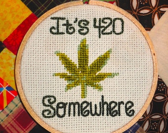 It’s 420 Somewhere Leaf Made-to-Order Needlepoint Embroidery