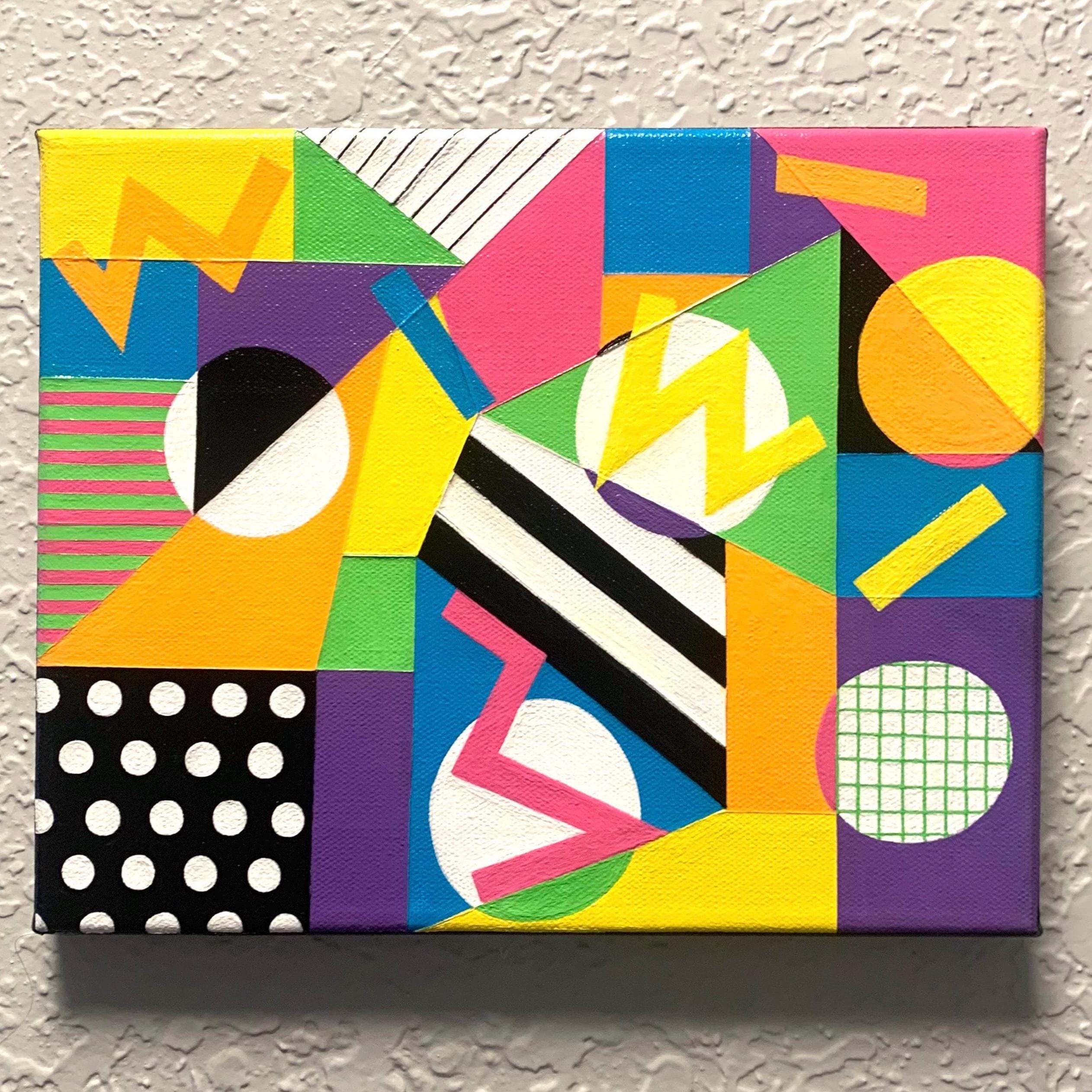 80年代の抽象的な幾何学的な絵画 - 8x10” - アクリル画 - Etsy 日本