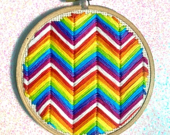 Rainbow Geometric Design Hand Embroidery