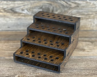 Tiered Vial Display: Perfume Oil & Essential Oil Sample Holder - .33" or smaller .7 ml (slim) Vials