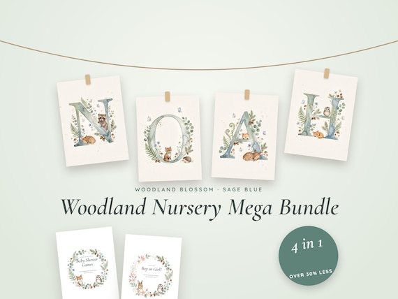Woodland Nursery Mega Bundle, Sage Blue