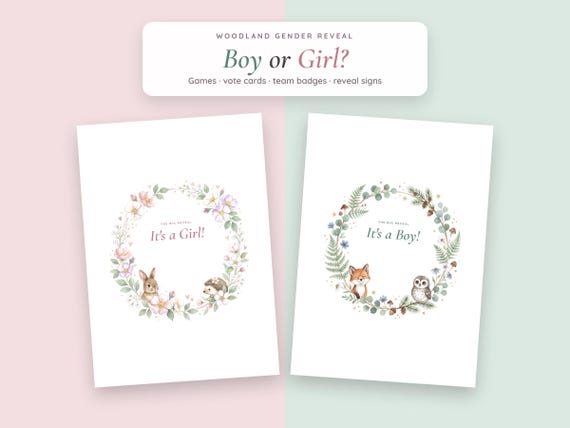 Woodland Gender Reveal Games & Signs