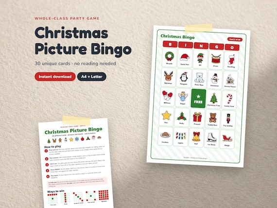 Christmas Picture Bingo, 30 Cards