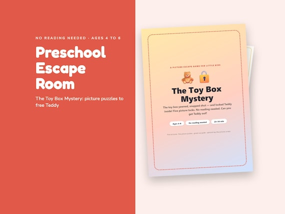 Preschool Escape Room Printable for Ages 4-6