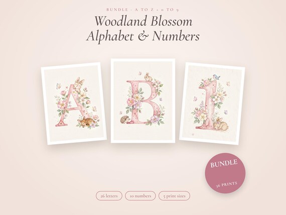 Woodland Blossom Alphabet & Numbers Bundle