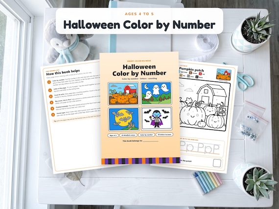 Halloween Color by Number, Ages 4-5