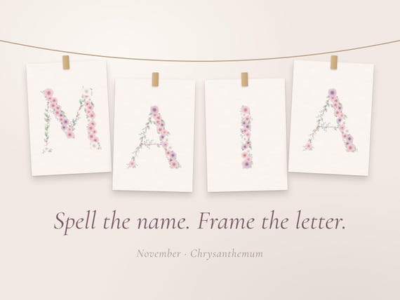 November Birth Flower Letter Print