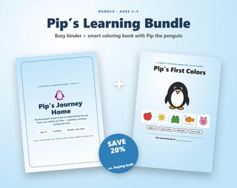Pip Peuterspeelgoedpakket voor 2-5-jarigen, inclusief activiteitenmap en kleurboek voor peuters, leer kleuren, vormen en tellen, printbare leeractiviteiten (PDF).