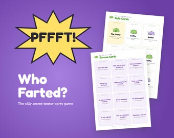 Juego de ¿Quién se tiró un pedo?, divertido juego de mesa familiar para niños, juego de cartas imprimible, juego de rol secreto y disparatado, noche de juegos, a partir de 6 años, PDF