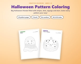 Halloween-kleurplaten voor kinderen van 5-9 jaar, een kleurboek met doodle-patronen, strepen, stippen en zigzaglijnen, een rustgevende activiteit, niet eng.
