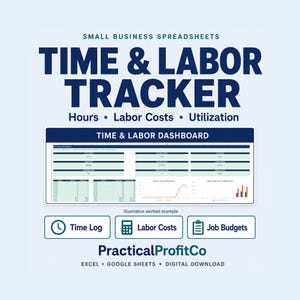Employee Time Tracking Spreadsheet | Labor Cost, Payroll Hours & Job Tracker | Excel + Google Sheets