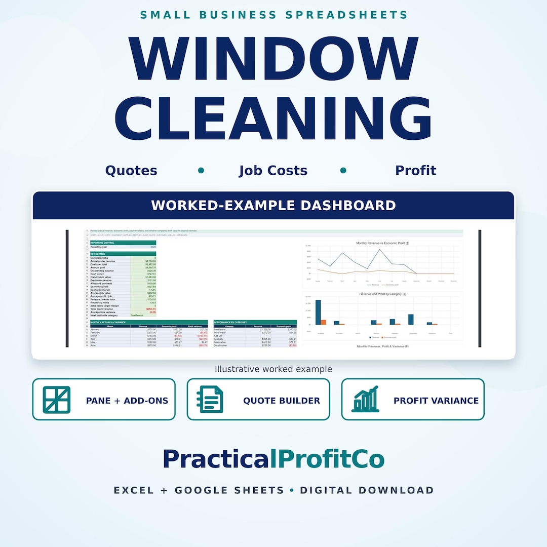 Window Cleaning Pricing Calculator, Profit Tracker & Quote Spreadsheet ...