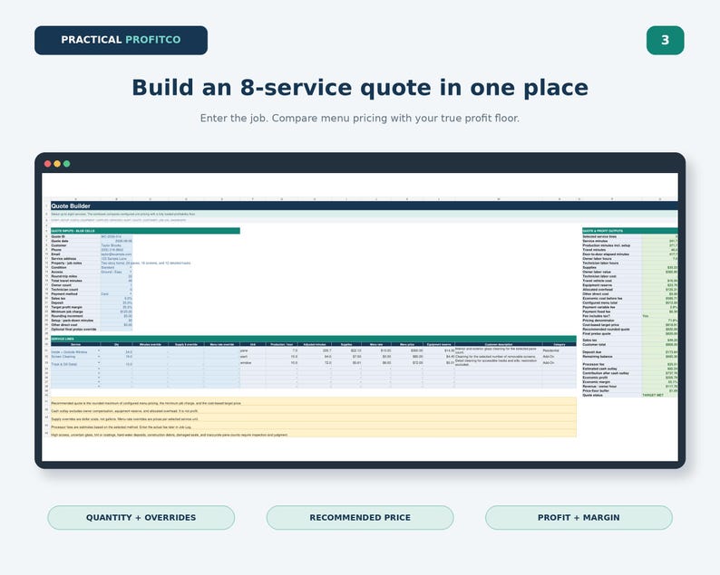Window Cleaning Pricing Calculator, Profit Tracker & Quote Spreadsheet ...