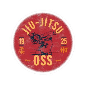 Jiu-jitsu Oss Kiss-Cut Stickers - Martial Arts Cut Out Sticker, BJJ Decal, MMA Laptop Sticker, Judo Car Decal, Karate Water Bottle Sticker