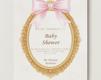 Baby Girl Shower Invite Template | Editable Pink Digital Invitation | Instant Download