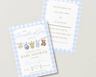 Oh Boy! Shower Invitation | Elegant Editable Digital Invite | Printable Template