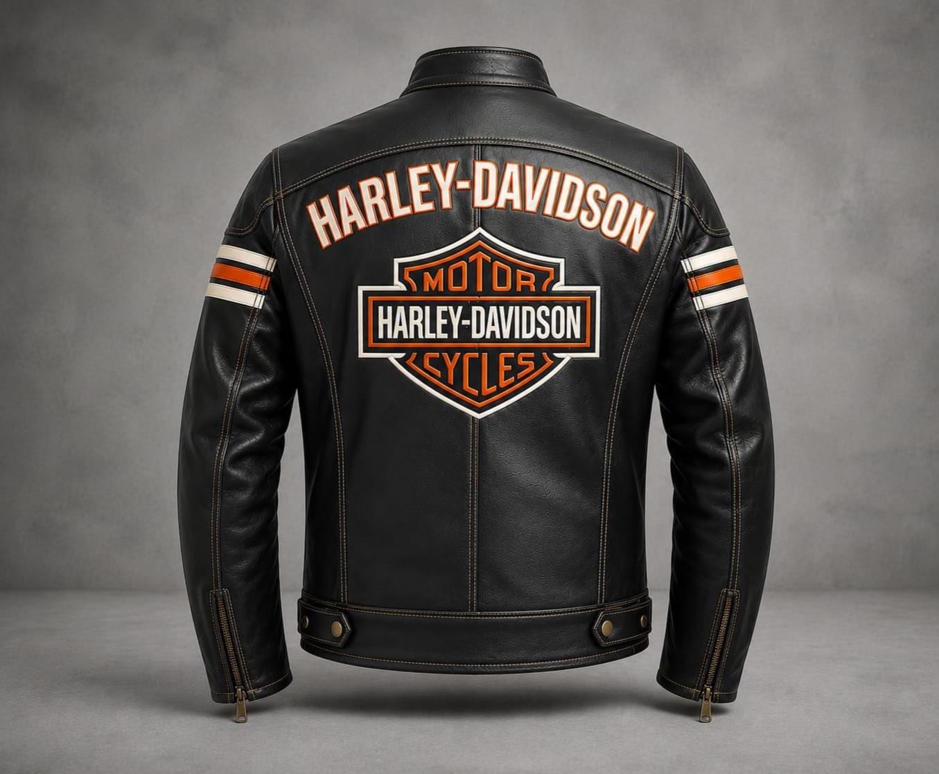 Mens Orange and Black Leather Harley Jacket - Etsy
