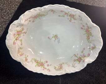 Hutschenreuther Gelb Bavaria pink Flowers Scalloped Serving Bowl