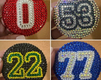 Personalized Rhinestone Number Button (3-inch) | Custom Game Day Spirit Bling