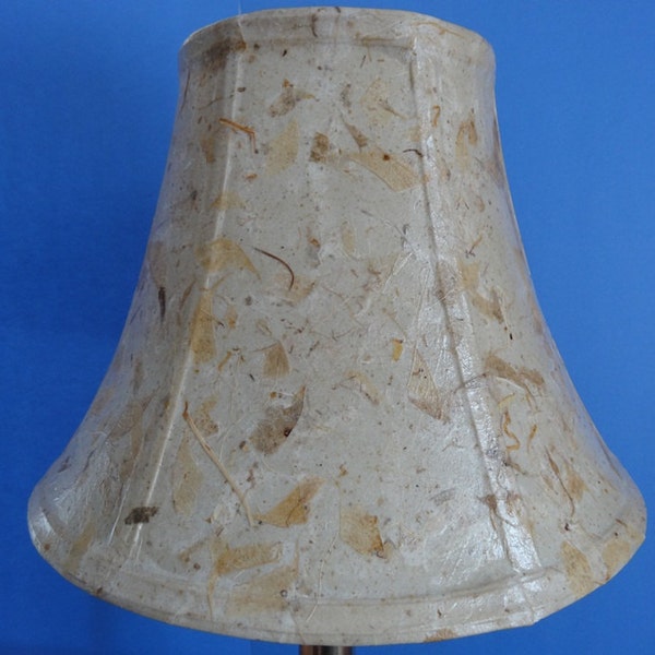 Botanical Lampshade - Medium Decoupage Bell Shade using Handmade Cream Colored Mulberry Paper with Leaf Pieces